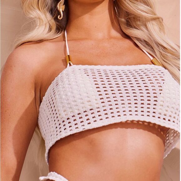 Crochet cut out bandeau beach Top in US size 8 and 6 - Picture 1 of 11